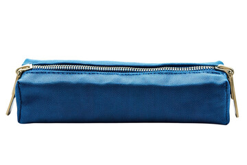 A blue zippered pencil case