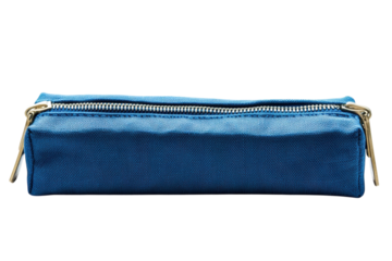 A blue zippered pencil case