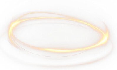 PNG yellow neon ring with glowing light and transparent energy flash, roulette line with spark and modern glow on black background, PNG 16-bit vector light for futuristic electric sphere design.