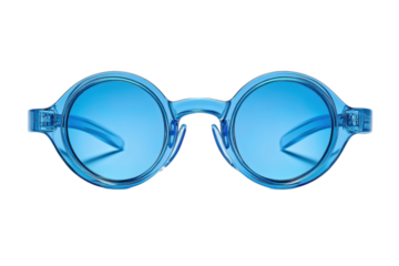 Blue round framed glasses