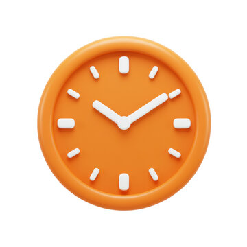 Time's Essence: An orange clock face, portraying time, signifies punctuality and precision with its simple design and clear display. 