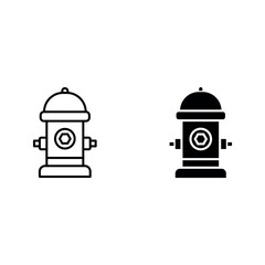 fire hydrant icon set color editable on white background