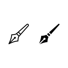fountain pen icon set color editable on white background