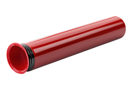 A red cylinder on black back