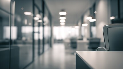 Fototapeta premium Minimalist office space with clean design and neutral palette, embodying simplicity and modern elegance.