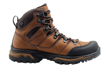 A brown leather hiking boot