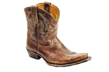 A brown leather cowboy boot
