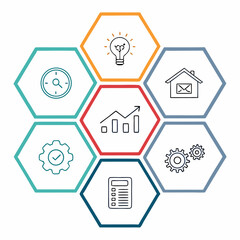 Design a bold, vector infographic hexagon with a thick stroke, suitable for data visualization.  Ensure clean lines and crisp edges for optimal print and digital use.