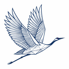 Create a bold, vector illustration of an origami crane, featuring thick, black strokes.  Emphasis on clean lines and sharp folds.  FL state subtly incorporated.