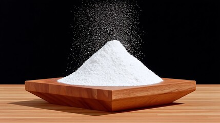 Flour Explosion Baking Ingredient on Wood.