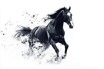 Horse is running white background