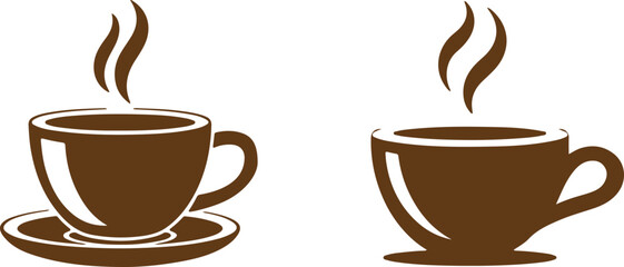 Brown Coffee Cup and Saucer Icon Set
