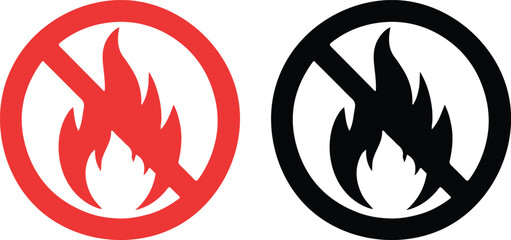  Red Black No Open Flame Prohibition Signs