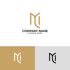 Elegant and intertwined letter MC or CM monogram . Features flowing lines in a warm gold/beige color, creating a sophisticated and memorable mark. Versatile for luxury, fashion, or high-end branding