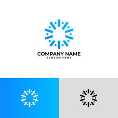 Modern and abstract logo featuring a shape with a home subtly formed in the negative space. The design is dynamic and vibrant, representing connection, community, or technology with a sense of home.