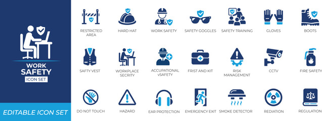 Work safety icon set.
