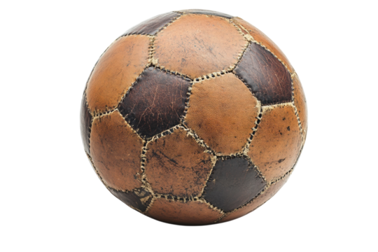 Old leather soccer ball