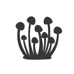 Silhouette Vector Illustration of Forest Mushrooms – Minimal Black Fungi Icon