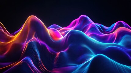 Obraz premium Abstract glowing waves on dark background for modern design elements
