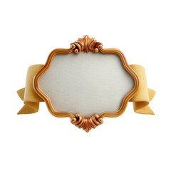 Exquisite ornate vintage style golden decorative frame with intricate designs displayed against a plain white background with ample copy space