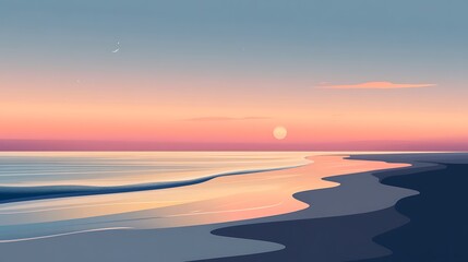 Fototapeta premium Peaceful Sunset Beach Scene.