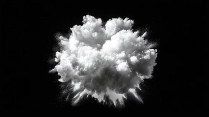 Exploding white powder cloud against a dark background.