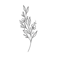 Naklejka premium Simple Botanical Line Art – Wedding Flower Tattoo Design