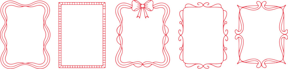 Red Decorative Frame Border Set with Bows