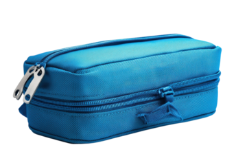 A blue pencil case with zip