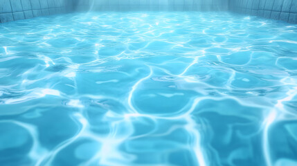 Blue water in a swimming pool with rippled surface, blue, turquoise