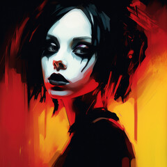Fototapeta premium Gothic girl portrait with smeared makeup