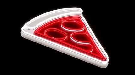 Neon Pizza Slice Red with Delicious 3D Render.