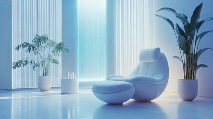Personal AI assistant projecting a daily self-care checklist in a calming, futuristic room