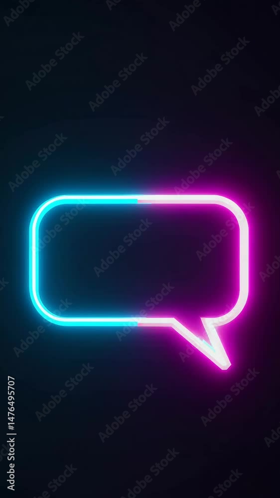 Poster glowing neon speech bubble transition with dynamic color shift animation