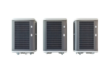 Modern air conditioning units displayed together offering cool comfort for homes offices or commercial spaces