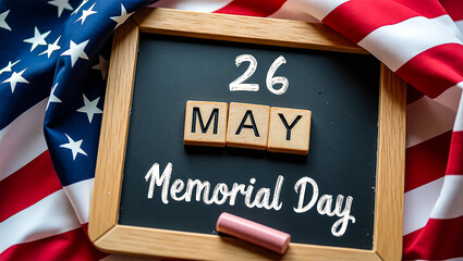 wooden blocks marks May 26 symbolizing patriotism on American Memorial Day