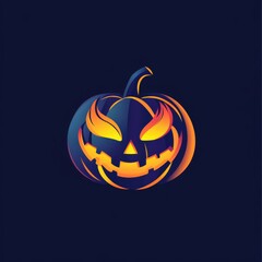 A vibrant, stylized Halloween pumpkin with glowing eyes and a mischievous grin against a dark background