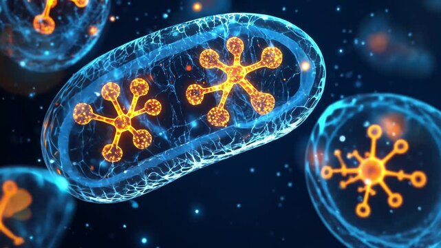Bacteria Closeup, Scientific Style, Blue Colors, Microbiology and Medical Concept