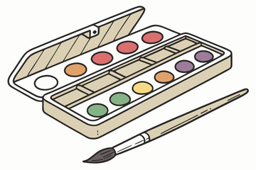 81 watercolor paint, palette, assorted colors, vibrant, textured, artsy, still life, stacked, wooden, closeup, detailed, creative, artistic