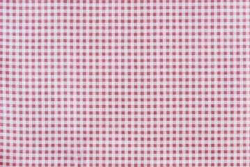 natural cotton or linen fabric in white and red checks
