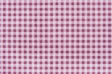 natural cotton or linen fabric in white and red checks close-up