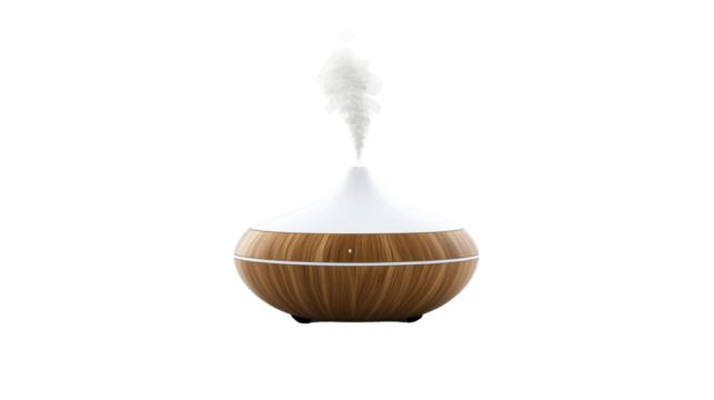 elegant ultrasonic essential oil diffuser on white background