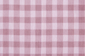natural cotton or linen fabric in white and red checks close-up