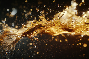 Golden liquid splash dramatic texture background