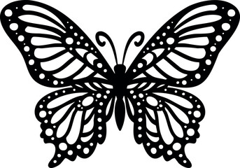 Butterfly silhouette illustration. Butterfly stencil stock vector.