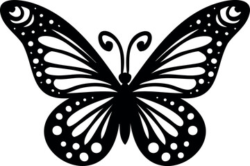 Butterfly silhouette illustration. Butterfly stencil stock vector.