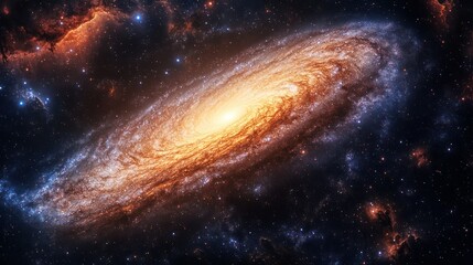 Obraz premium Stunning high-resolution image of a distant spiral galaxy in deep space showcasing vibrant glowing arms and a bright galactic core surrounded by cosmic dust and stars