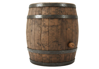 Obraz premium Antique Wooden Barrel Rustic Decor Vintage Wine Barrel Aged Wood Texture on Transparent background