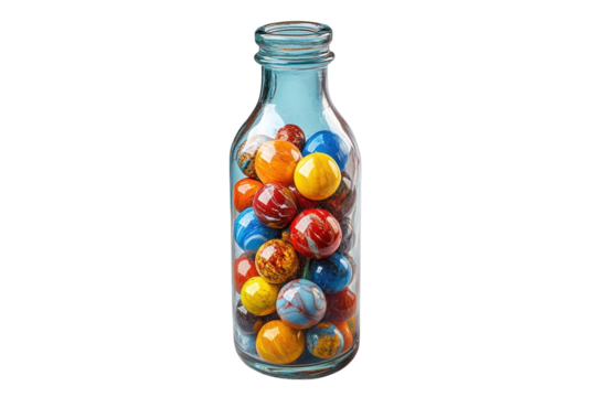 Marbles inside a glass bottle