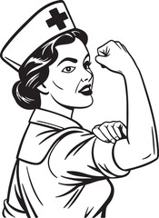 Strong Nurse Rosie the Riveter Style T-shirt Design 